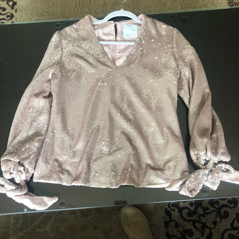 Pink sequin C/MEO Collective top